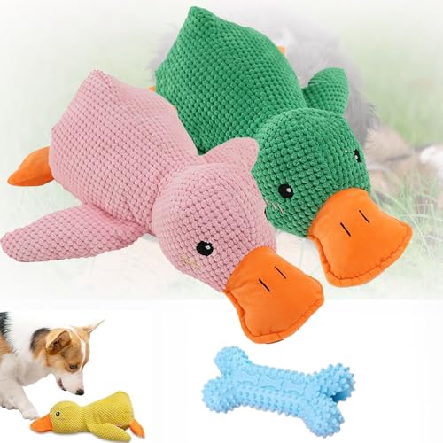 Qosigote Anti Stress Ente Hund, Duck Toy for Dogs, Cute Soothing Duck Dog Toy, Calming Duck for Dogs, Soft Squeaky Duck for Pets, Interactive, Comfortable Toy (2PCS-C,L) von Qosigote