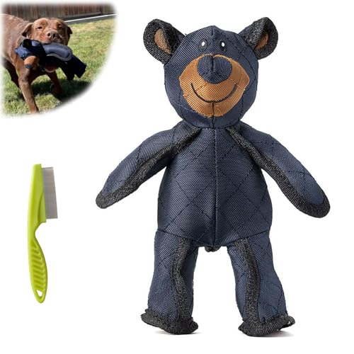 Qosigote Bullybuddy, Indestructible Bear, Unbreaka Bear, Unbreakabear, Unbreakable Bear Dog Toy, Aggressive Chewers Indestructible Stuffed Plush Dog Squeaky Toy (1PC Black) von Qosigote