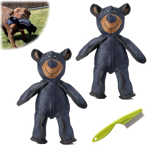 Qosigote Bullybuddy, Indestructible Bear, Unbreaka Bear, Unbreakabear, Unbreakable Bear Dog Toy, Aggressive Chewers Indestructible Stuffed Plush Dog Squeaky Toy (2PCS Black) von Qosigote