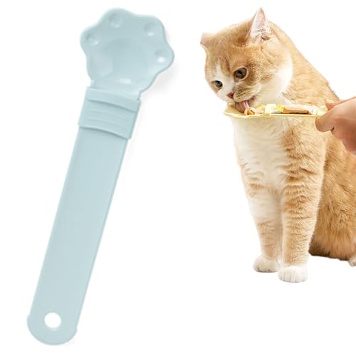 Qosigote Cat Spoons for Wet Food, Cat Strip Happy Spoon, Cat Strip Squeeze Liquid Snack Feeding Spoon - Multi Functional Pet Feeder for Wet Food - Food Storage Essential (Blue) von Qosigote