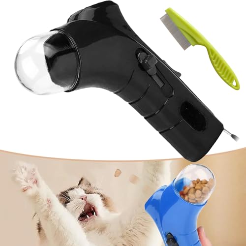 Qosigote Cat Treat Gun, Cat Treat Guns Shooter, Handheld Pet Treat Launcher, Pet Snack Launcher, Dog Food Catapult, Pet Treat Launcher for Dog Cat Exercise Training (Black) von Qosigote