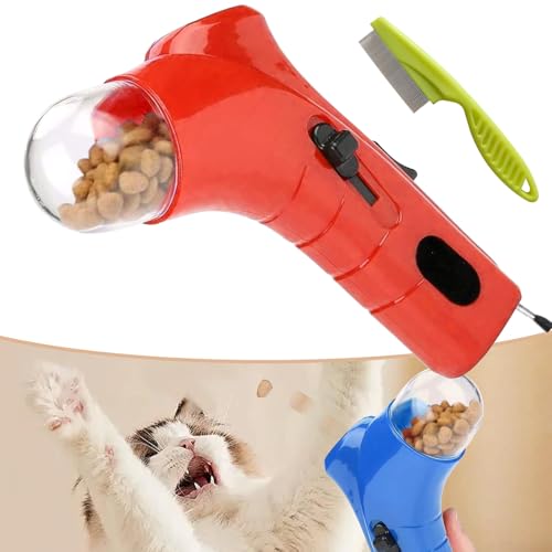 Qosigote Cat Treat Gun, Cat Treat Guns Shooter, Handheld Pet Treat Launcher, Pet Snack Launcher, Dog Food Catapult, Pet Treat Launcher for Dog Cat Exercise Training (Red) von Qosigote