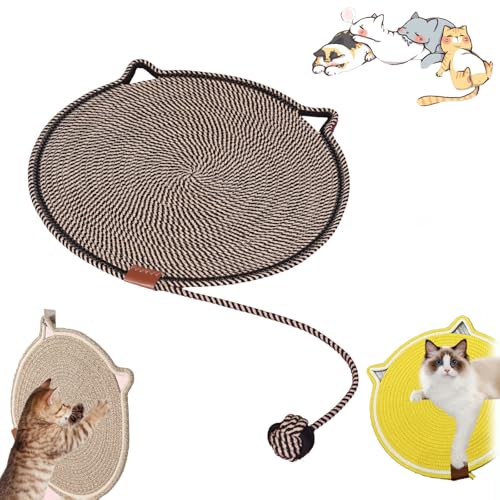 Qosigote Celery Pets Dual Scratching Pad, Scratching Pads for Indoor Cats, Cat Scratching Mat Natural Cotton Rope Cat Scratching Pad, Cat Play Mat (Black,L 19.69in) von Qosigote