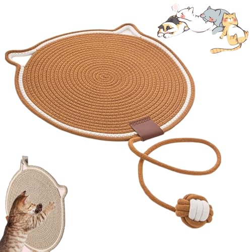 Qosigote Celery Pets Dual Scratching Pad, Scratching Pads for Indoor Cats, Cat Scratching Mat Natural Cotton Rope Cat Scratching Pad, Cat Play Mat (Brown,L 19.69in) von Qosigote