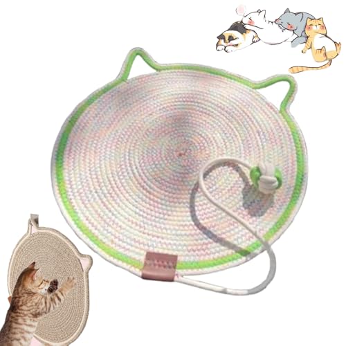 Qosigote Celery Pets Dual Scratching Pad, Scratching Pads for Indoor Cats, Cat Scratching Mat Natural Cotton Rope Cat Scratching Pad, Cat Play Mat (Green A,L 19.69in) von Qosigote