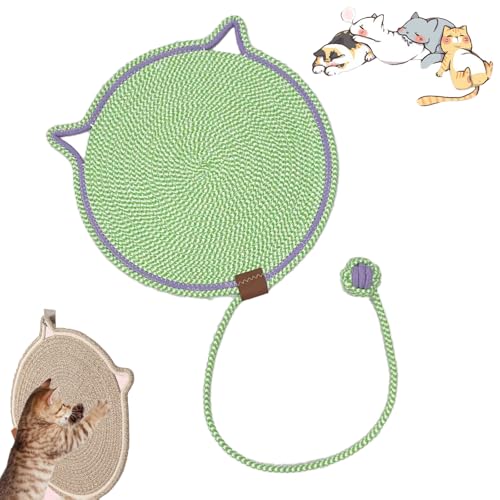 Qosigote Celery Pets Dual Scratching Pad, Scratching Pads for Indoor Cats, Cat Scratching Mat Natural Cotton Rope Cat Scratching Pad, Cat Play Mat (Green B,L 19.69in) von Qosigote