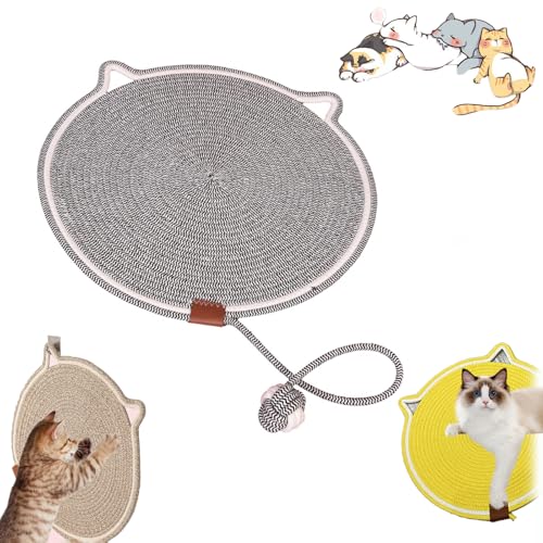 Qosigote Celery Pets Dual Scratching Pad, Scratching Pads for Indoor Cats, Cat Scratching Mat Natural Cotton Rope Cat Scratching Pad, Cat Play Mat (Grey,L 19.69in) von Qosigote