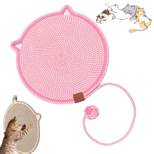 Qosigote Celery Pets Dual Scratching Pad, Scratching Pads for Indoor Cats, Cat Scratching Mat Natural Cotton Rope Cat Scratching Pad, Cat Play Mat (Pink,L 19.69in) von Qosigote