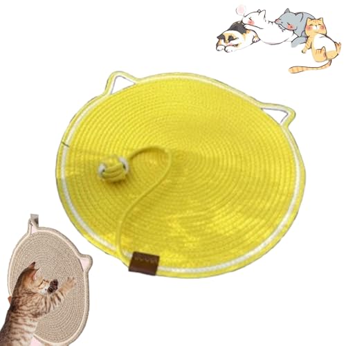 Qosigote Celery Pets Dual Scratching Pad, Scratching Pads for Indoor Cats, Cat Scratching Mat Natural Cotton Rope Cat Scratching Pad, Cat Play Mat (Yellow B,L 19.69in) von Qosigote