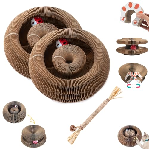 Qosigote Katzen Glück - Magischer Kratztunnel, Magischer Kratztonne Katze, Katzenliebling Katzenwirbel, Interaktives Kratzbrett Mit Ball, Katzenspielzeug, Intelligenzspielzeug (2pcs) von Qosigote