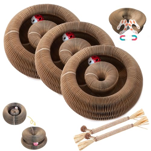 Qosigote Katzen Glück - Magischer Kratztunnel, Magischer Kratztonne Katze, Katzenliebling Katzenwirbel, Interaktives Kratzbrett Mit Ball, Katzenspielzeug, Intelligenzspielzeug (3pcs) von Qosigote