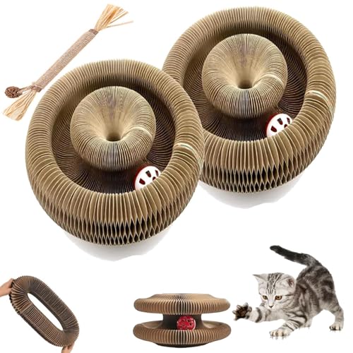 Qosigote Katzenwirbel, Katzenliebling Katzenwirbel, Katzen Wirbel, Katzen Wirbel Spielzeug, Katzenspielzeug Kratzen Kratzmöglichkeiten Katze Für Junge Katze Interaktive Kratzunterlage Mit Ball (2pcs) von Qosigote