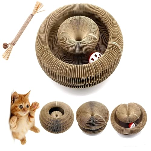 Qosigote Kitty Cat Kurlz Toy, Kitty Curls Cat Toy,Cat Kurlz, Magnetic Magic Organ Cat Toy, Interactive Cat Toys for Indoor Cats, Foldable Accordion Toy, Cat Scratching Board Toy with a Ball (1pc) von Qosigote