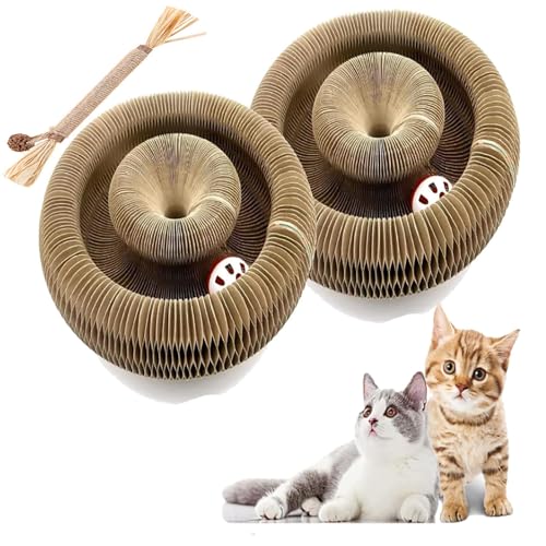 Qosigote Kitty Cat Kurlz Toy, Kitty Curls Cat Toy,Cat Kurlz, Magnetic Magic Organ Cat Toy, Interactive Cat Toys for Indoor Cats, Foldable Accordion Toy, Cat Scratching Board Toy with a Ball (2pcs) von Qosigote