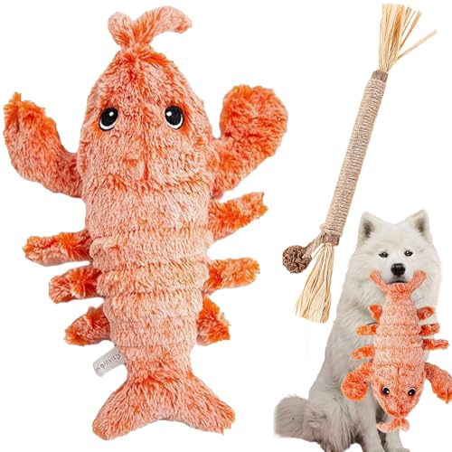 Qosigote Lobster Interactive Dog Toy, Floppy Lobster Interactive Dog Toy, Wiggly Lobster Dog Toy, Chew and Kicker Toy for Small Dog and Cat (Orange) von Qosigote