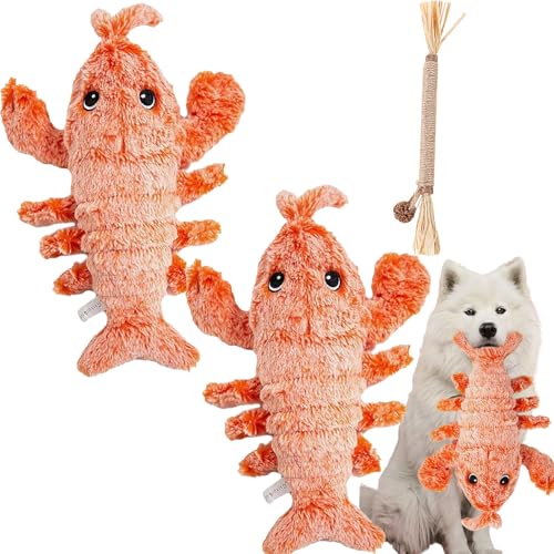 Qosigote Lobster Interactive Dog Toy, Floppy Lobster Interactive Dog Toy, Wiggly Lobster Dog Toy, Chew and Kicker Toy for Small Dog and Cat (Orange 2PCS) von Qosigote