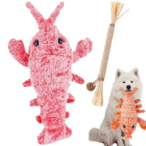 Qosigote Lobster Interactive Dog Toy, Floppy Lobster Interactive Dog Toy, Wiggly Lobster Dog Toy, Chew and Kicker Toy for Small Dog and Cat (Pink) von Qosigote
