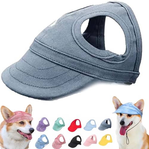 Qosigote Outdoor-Sonnenschutzhaube für Hunde,Outdoor Sun Protection Hood for Dogs, Hunde Baseballmütze, Basecap Verstellbar Sonnenschutz Hut Hundecap mit Ohrlöchern Baseball Mütze (Blue/A,Blue/B) von Qosigote