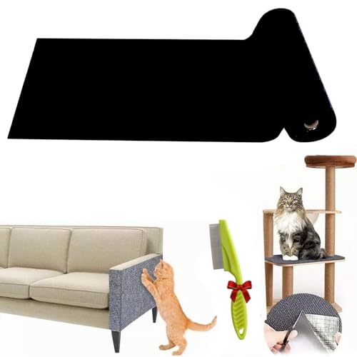 Qosigote Pawmingle Cat Scratching Carpet,Cat Scratching Mat Self Adhesive, Multifunctional Cat Scratching Carpet, Couch Corner Protectors for Cats (Black,11.8×11.8in) von Qosigote