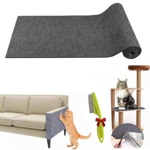 Qosigote Pawmingle Cat Scratching Carpet,Cat Scratching Mat Self Adhesive, Multifunctional Cat Scratching Carpet, Couch Corner Protectors for Cats (Dark Gray,11.8×11.8in) von Qosigote