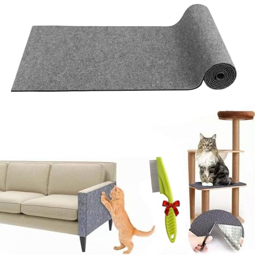 Qosigote Pawmingle Cat Scratching Carpet,Cat Scratching Mat Self Adhesive, Multifunctional Cat Scratching Carpet, Couch Corner Protectors for Cats (Light Gray,11.8×11.8in) von Qosigote