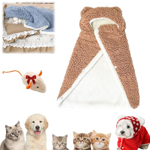 Qosigote Pet Cape Blanket,Cape Blanket for Dogs, Dog Winter Coat, Dog Robes with Hood Suitable for Cats and Dogs (Khaki,L) von Qosigote