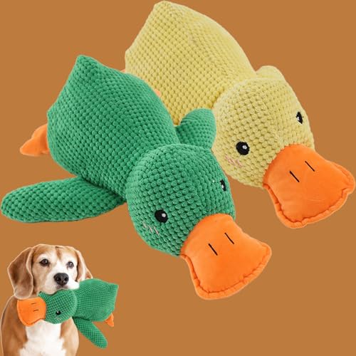 Qosigote Pfotenmond, Pfotenmond Duck, Anti Stress Ente, Paw Moon Anti-Stress Duck, Paw Star Anti-Stress Duck, Calming Duck Dog Toy, Anti Stress Ente Hund, Soft Squeaky Duck for Pets (2PCS-A,L) von Qosigote