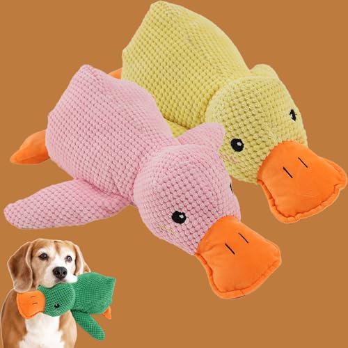 Qosigote Pfotenmond, Pfotenmond Duck, Anti Stress Ente, Paw Moon Anti-Stress Duck, Paw Star Anti-Stress Duck, Calming Duck Dog Toy, Anti Stress Ente Hund, Soft Squeaky Duck for Pets (2PCS-B,L) von Qosigote