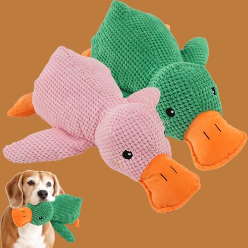 Qosigote Pfotenmond, Pfotenmond Duck, Anti Stress Ente, Paw Moon Anti-Stress Duck, Paw Star Anti-Stress Duck, Calming Duck Dog Toy, Anti Stress Ente Hund, Soft Squeaky Duck for Pets (2PCS-C,L) von Qosigote