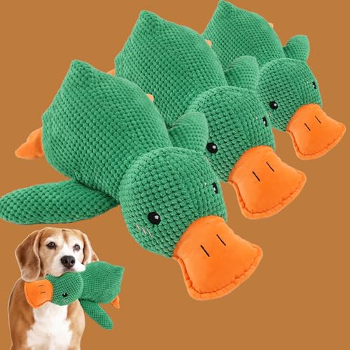 Qosigote Pfotenmond, Pfotenmond Duck, Anti Stress Ente, Paw Moon Anti-Stress Duck, Paw Star Anti-Stress Duck, Calming Duck Dog Toy, Anti Stress Ente Hund, Soft Squeaky Duck for Pets (3PCS-Green,Mix) von Qosigote