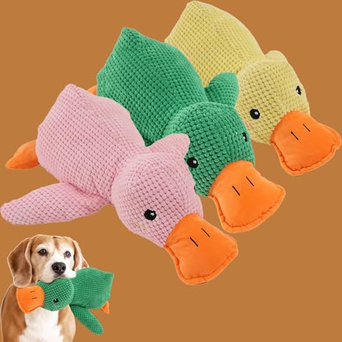 Qosigote Pfotenmond, Pfotenmond Duck, Anti Stress Ente, Paw Moon Anti-Stress Duck, Paw Star Anti-Stress Duck, Calming Duck Dog Toy, Anti Stress Ente Hund, Soft Squeaky Duck for Pets (3PCS-L,Mix) von Qosigote