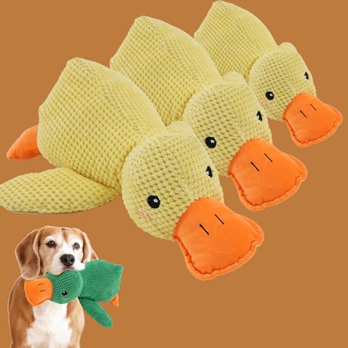 Qosigote Pfotenmond, Pfotenmond Duck, Anti Stress Ente, Paw Moon Anti-Stress Duck, Paw Star Anti-Stress Duck, Calming Duck Dog Toy, Anti Stress Ente Hund, Soft Squeaky Duck for Pets (3PCS-Yellow,Mix) von Qosigote