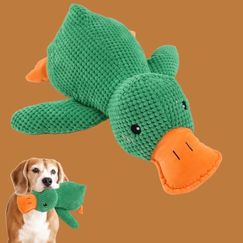 Qosigote Pfotenmond, Pfotenmond Duck, Anti Stress Ente, Paw Moon Anti-Stress Duck, Paw Star Anti-Stress Duck, Calming Duck Dog Toy, Anti Stress Ente Hund, Soft Squeaky Duck for Pets (Green,L) von Qosigote