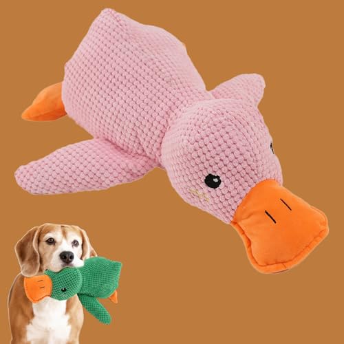 Qosigote Pfotenmond, Pfotenmond Duck, Anti Stress Ente, Paw Moon Anti-Stress Duck, Paw Star Anti-Stress Duck, Calming Duck Dog Toy, Anti Stress Ente Hund, Soft Squeaky Duck for Pets (Pink,L) von Qosigote