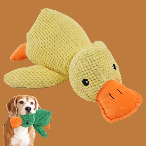 Qosigote Pfotenmond, Pfotenmond Duck, Anti Stress Ente, Paw Moon Anti-Stress Duck, Paw Star Anti-Stress Duck, Calming Duck Dog Toy, Anti Stress Ente Hund, Soft Squeaky Duck for Pets (Yellow,L) von Qosigote