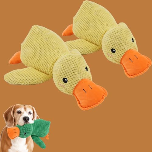 Qosigote Pfotenmond Ente, Pfotenmond Duck, Paw Star Anti-Stress Duck, Calming Duck Dog Toy, Anti Stress Ente Hund, Soft Squeaky Duck for Pets (2PCS,L) von Qosigote