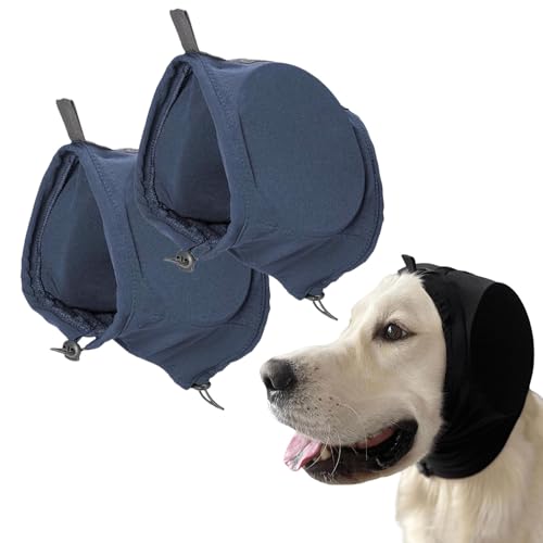 Qosigote Schutzwuff - Lärmschutz, Hunde Gehörschutzo, Ear Muffs for Dogs Noise Cancellation, Hunde Ohrenschutz, Soft Pets Noise Protection Earmuffs for Dogs (2pcs-Blue,L) von Qosigote