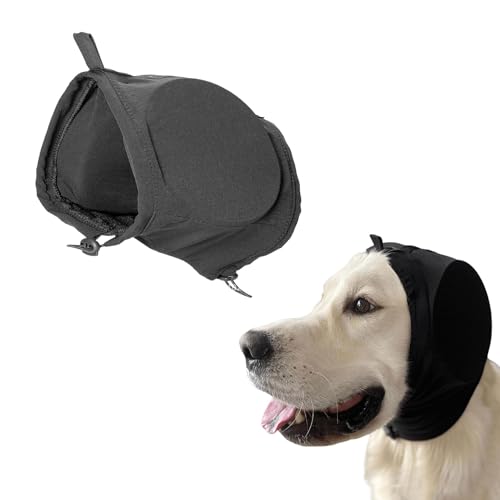 Qosigote Schutzwuff - Lärmschutz, Hunde Gehörschutzo, Ear Muffs for Dogs Noise Cancellation, Hunde Ohrenschutz, Soft Pets Noise Protection Earmuffs for Dogs (Black,L) von Qosigote