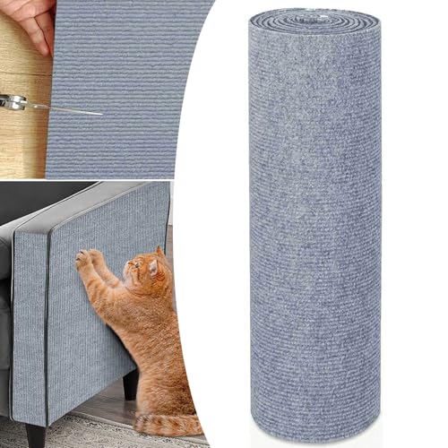 Qosigote Vowtrlleoy Cat Scratching Cloth, Can Protect Furniture-Cat Scratching Mat, Beyonddraw Cat Scratching Mat, Self-Adhesive Cat Wall Scratcher (Grey,11.8×39.4 in / 30×100 cm) von Qosigote