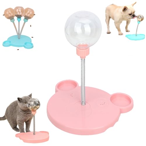 Qosigote Wackelndes Hundeleckerli Spielzeug, Snackball Hund, Leckerbissen-Ball Haustier-Futterautomat Spielzeug, Interaktive Spielzeug für Hunde (Rosa) von Qosigote