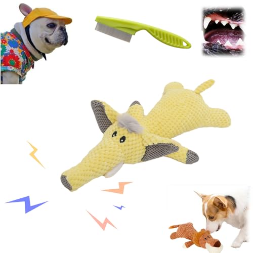 Qosigote Wowpetsmart Invincible Chewanimals, Wowpetsmart for Heavy Chewers, Designed for Heavy Chewers, Toys for Small, Medium and Large Dogs (Yellow Elephant) von Qosigote