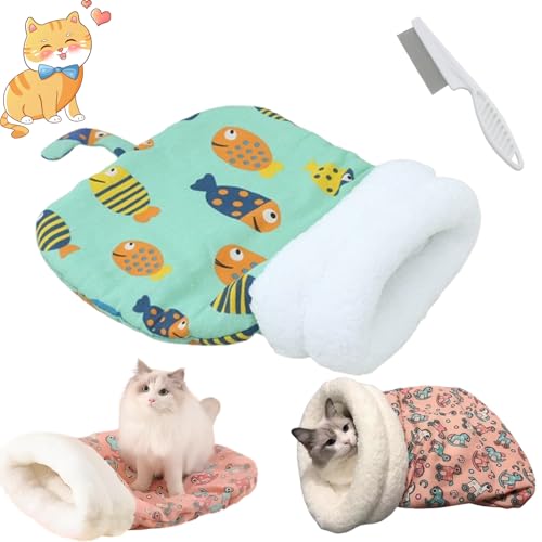 Cat Sleeping Bag, Cat Winter Sleeping Bag for Indoor Cats, 360° Wrap Comfortable Fleece Warm Covered Cat Bed, Dog, Winter Warm Sleeping Bag, Plush Soft Pet Bed, Comfort Bed for Cold Weather (B) von Qosneoun