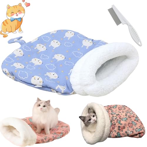 Cat Sleeping Bag, Cat Winter Sleeping Bag for Indoor Cats, 360° Wrap Comfortable Fleece Warm Covered Cat Bed, Dog, Winter Warm Sleeping Bag, Plush Soft Pet Bed, Comfort Bed for Cold Weather (D) von Qosneoun