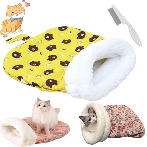 Cat Sleeping Bag, Cat Winter Sleeping Bag for Indoor Cats, 360° Wrap Comfortable Fleece Warm Covered Cat Bed, Dog, Winter Warm Sleeping Bag, Plush Soft Pet Bed, Comfort Bed for Cold Weather (E) von Qosneoun