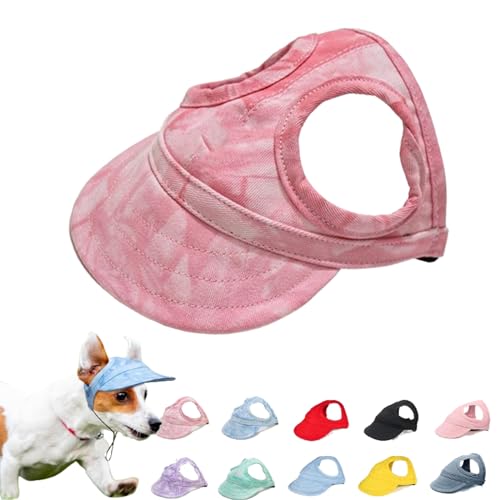 Outdoor Sun Protection Hood for Dogs, Outdoor-Sonnenschutzhaube Für Hunde, Sonnenhut Hund, Haustier Baseball Mütze, Sonnenhüte Mit Ohrlöchern Und Verstellbarem Kinnriemen (L,Cloudy Pink) von Qosneoun