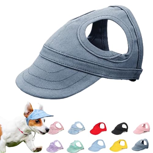 Outdoor Sun Protection Hood for Dogs, Outdoor-Sonnenschutzhaube Für Hunde, Sonnenhut Hund, Haustier Baseball Mütze, Sonnenhüte Mit Ohrlöchern Und Verstellbarem Kinnriemen (L,Dark Blue) von Qosneoun