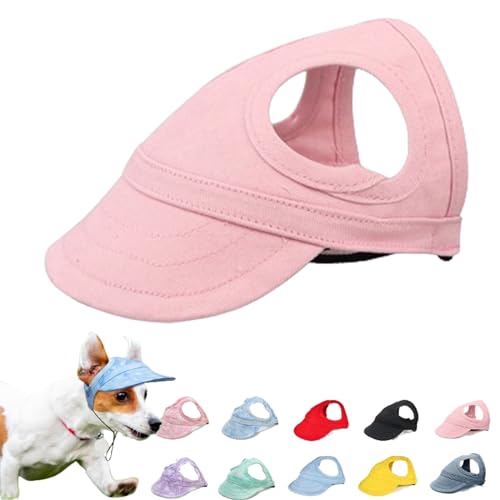 Outdoor Sun Protection Hood for Dogs, Outdoor-Sonnenschutzhaube Für Hunde, Sonnenhut Hund, Haustier Baseball Mütze, Sonnenhüte Mit Ohrlöchern Und Verstellbarem Kinnriemen (L,Pink) von Qosneoun