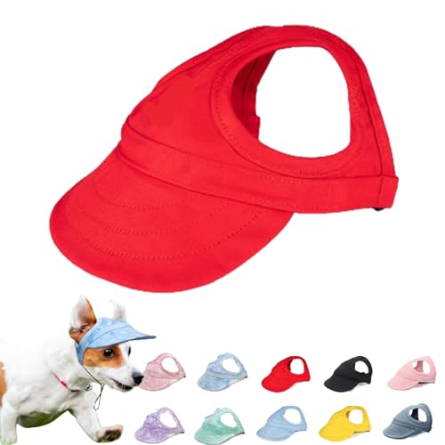 Outdoor Sun Protection Hood for Dogs, Outdoor-Sonnenschutzhaube Für Hunde, Sonnenhut Hund, Haustier Baseball Mütze, Sonnenhüte Mit Ohrlöchern Und Verstellbarem Kinnriemen (L,Red) von Qosneoun