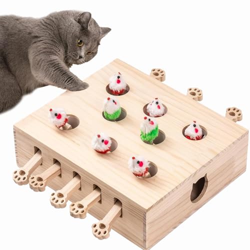 Qosneoun Miaofairy Katzenspielzeug, Miaofairy Whack-A-Mole, 3-In-1-Katzenkratzbaum Und Spielzeug, Interaktives Katzenspielzeug,Lustige Geschenke Für Katzen (D) von Qosneoun