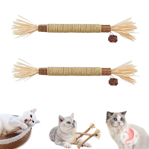 Qosneoun Nunapets Cat Chew Toy, Nunapets Natural Silvervine Stick Cat Chew Toy, Nunapets Natuinteractive Cat Toysral Silvervine Stick Cat Chew Toy for Teeth Cleaning and Polishing (Long-2PCS) von Qosneoun